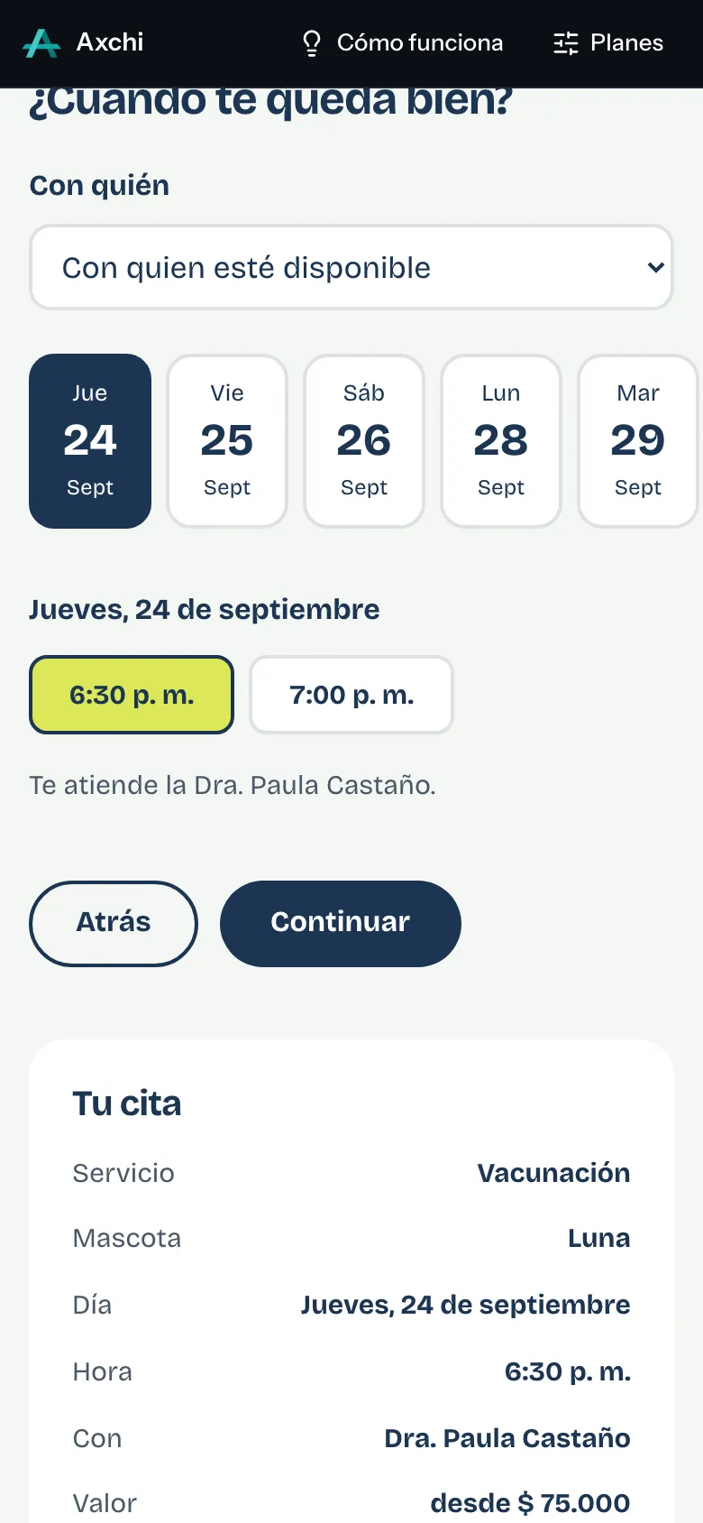 Reserva de cita en el celular