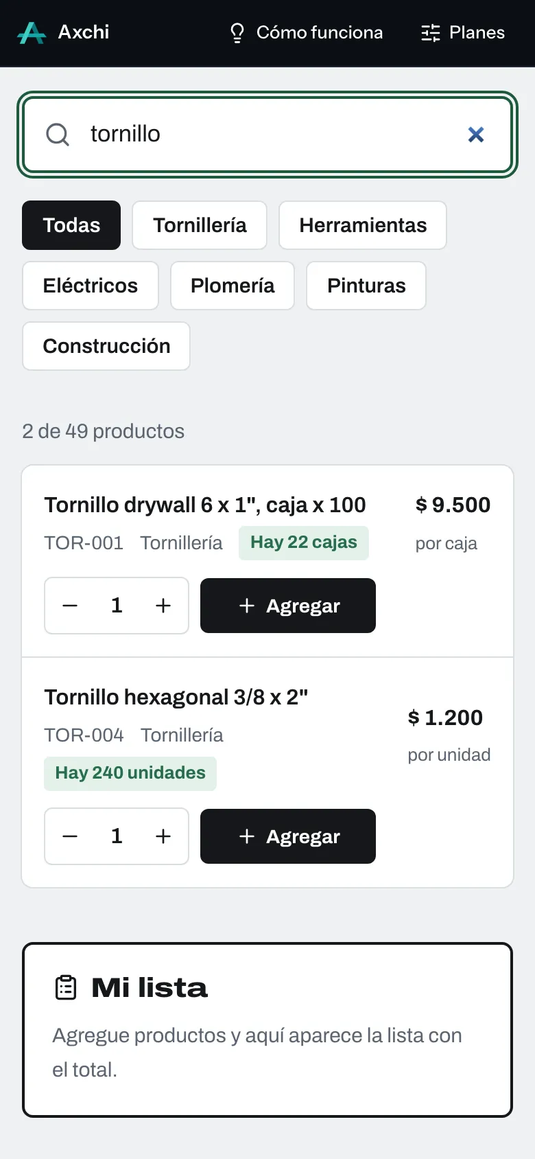 Catálogo de la demo de La Principal en un celular