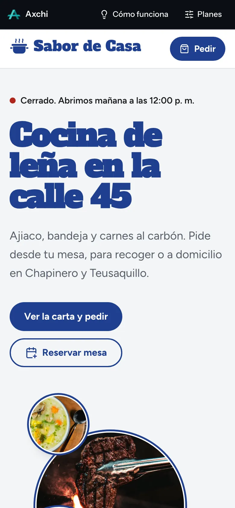 Portada de la demo de Sabor de Casa en un celular