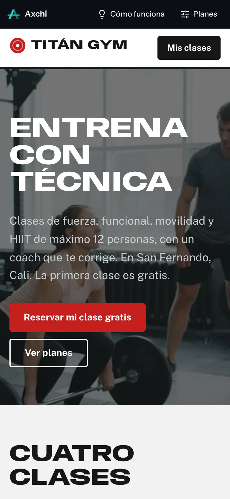 Portada de la demo de Titán Gym en un celular