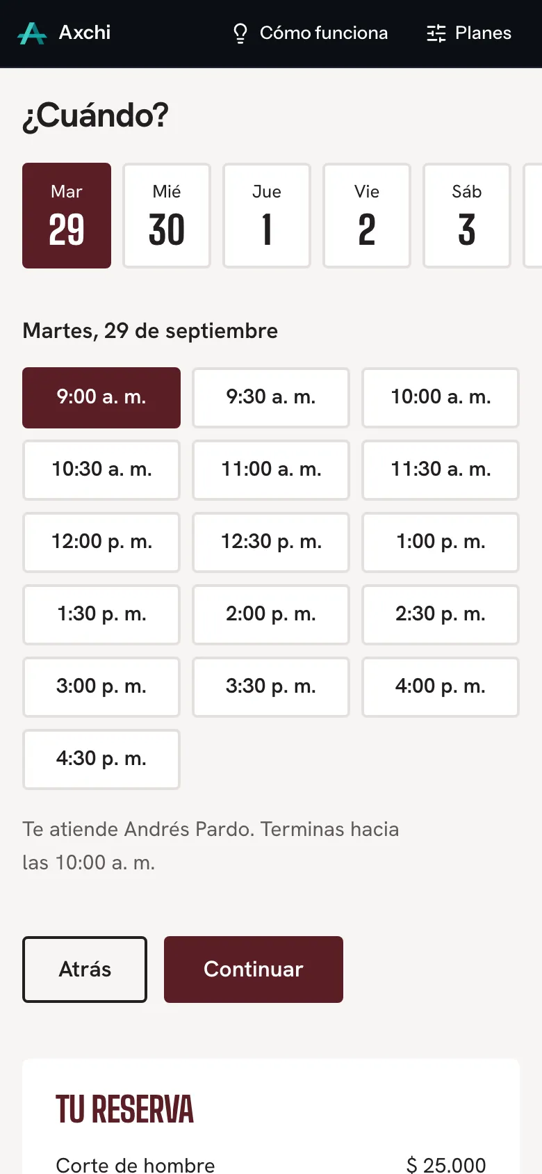 Reserva de varios servicios en el celular