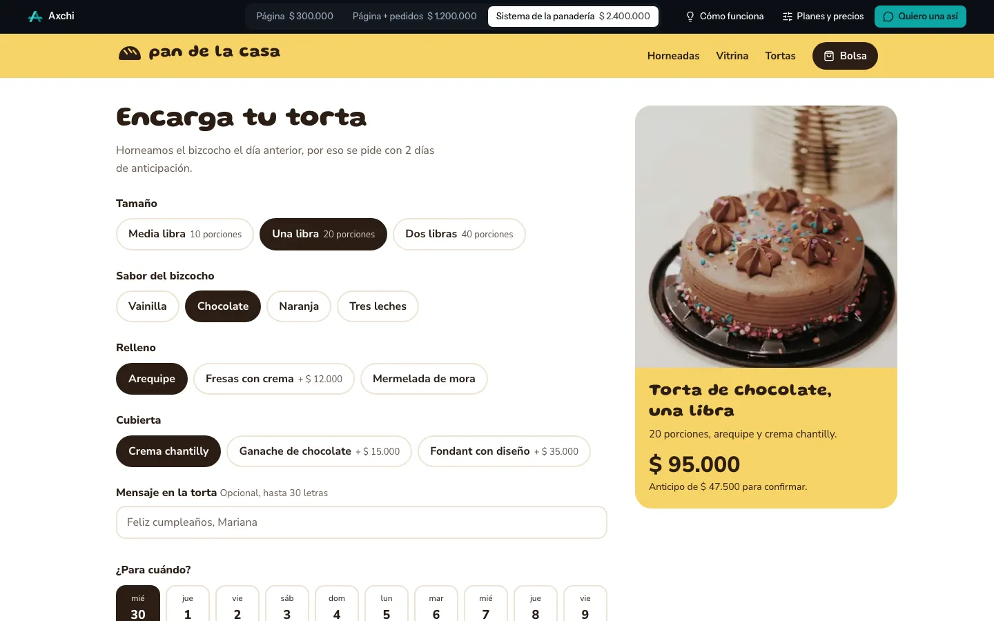 Armado de una torta por encargo con su precio
